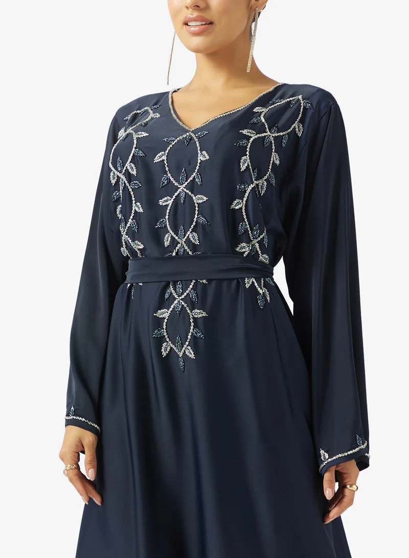 hayas closet  Embellished Belted Jalabiya for Women | Best Price UAE